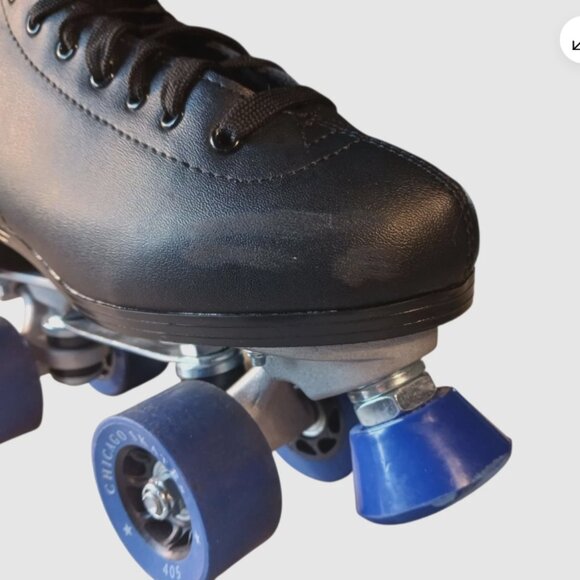Roller Skates Mens Size 7 Chicago Leather Quad Lace-Up 405 Blue Wheels 8601K - Picture 12 of 13